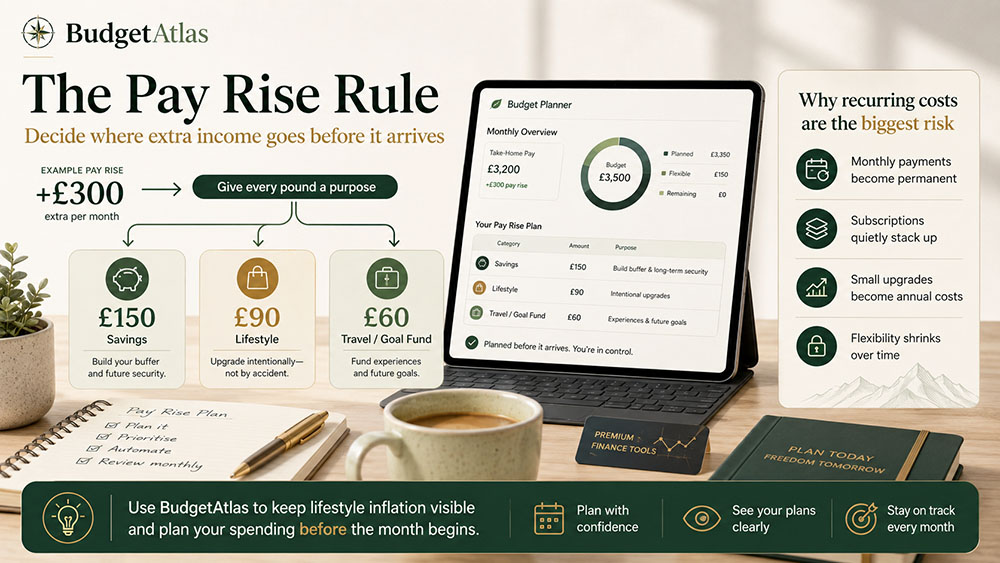 The pay rise rule showing how to split extra income between savings, lifestyle and goals before it arrives.
